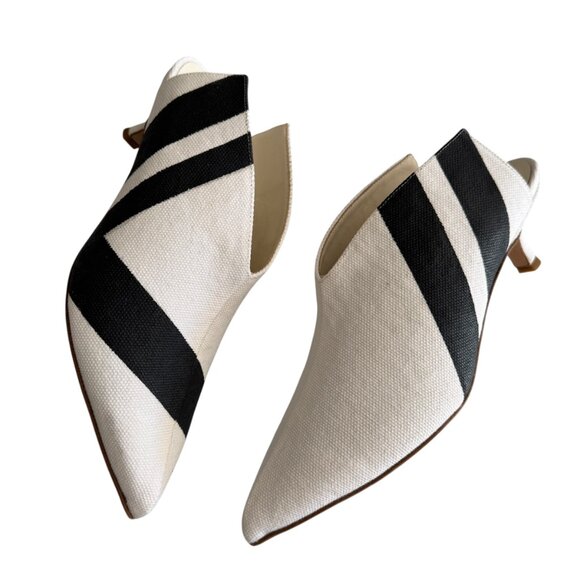 🆕 Tibi Jase Striped Canvas Mules - Picture 1 of 10